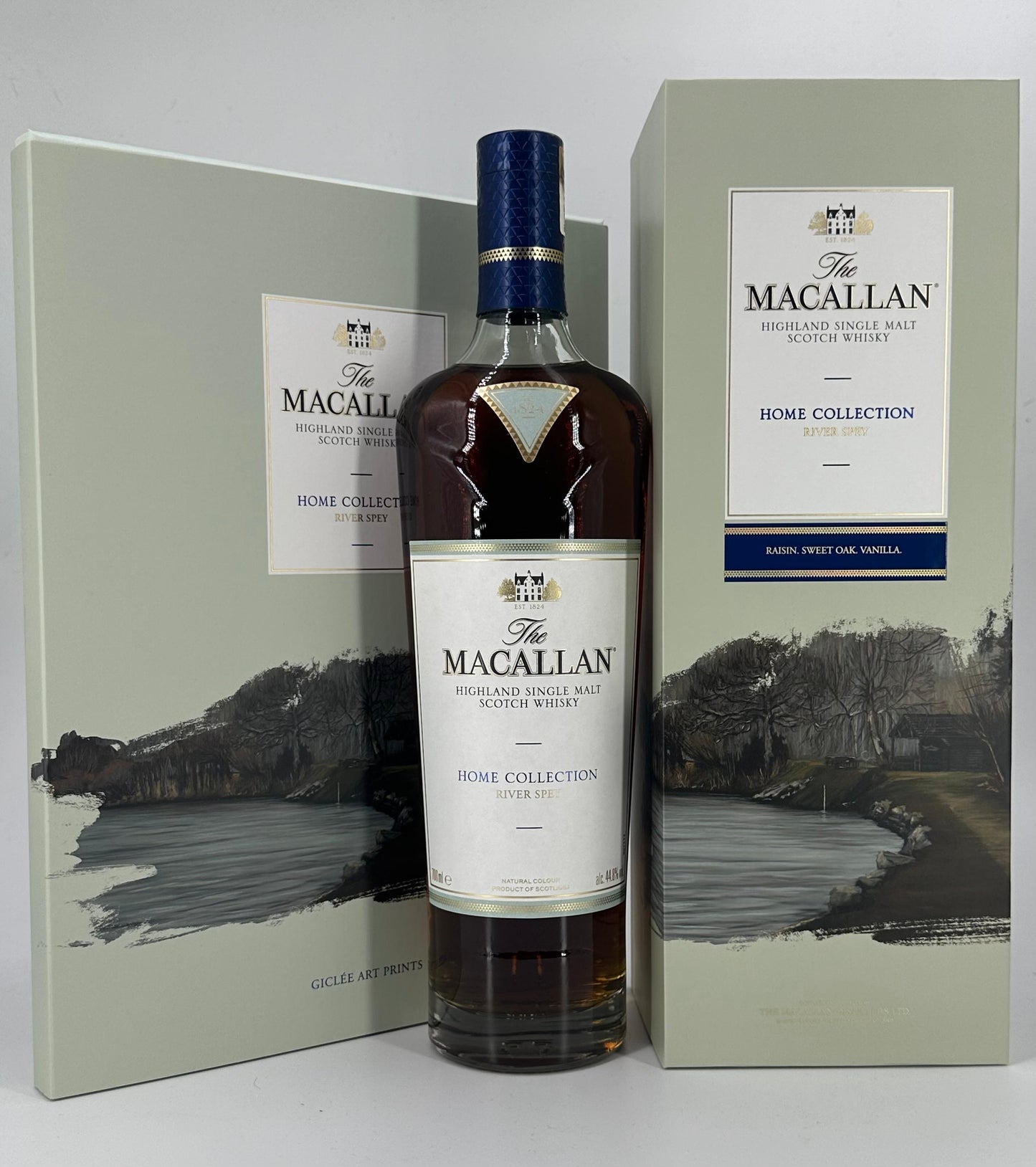 Macallan Home Collection River Spey mit Art Prints 44,8%vol. 0,7l